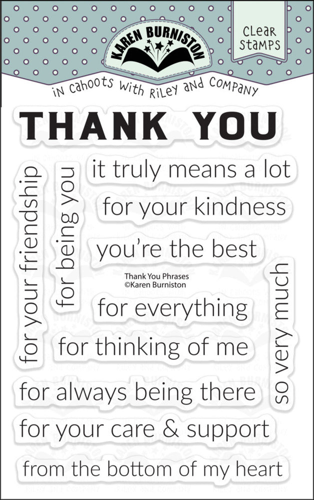 Karen Burniston Clear Stamp, Thank You Phrases
