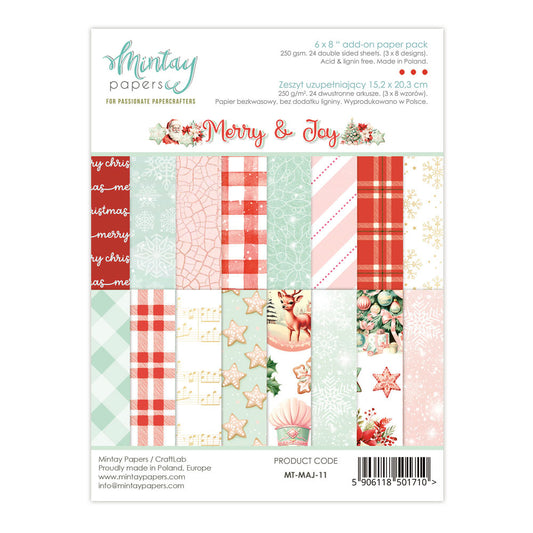 Mintay 6X8 Add-on Paper Pad, Merry & Joy