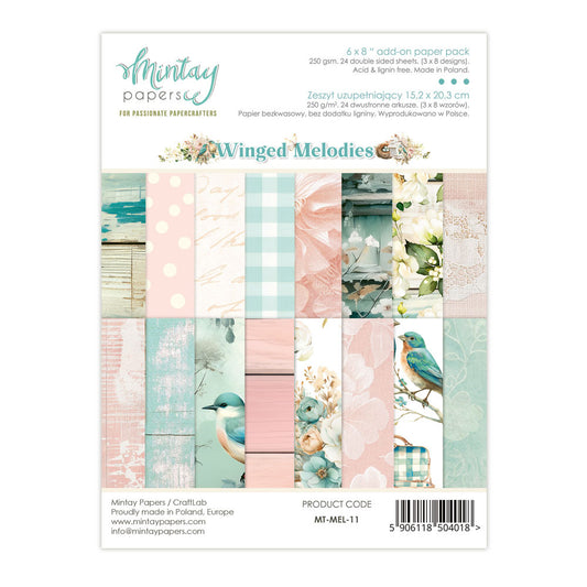 Mintay 6X8 Add-on Paper Pad, Winged Melodies