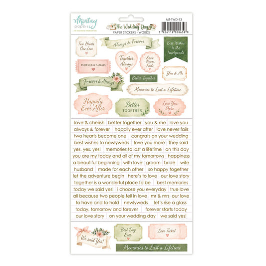 Mintay 6x12 Paper Stickers, The Wedding Day - Words