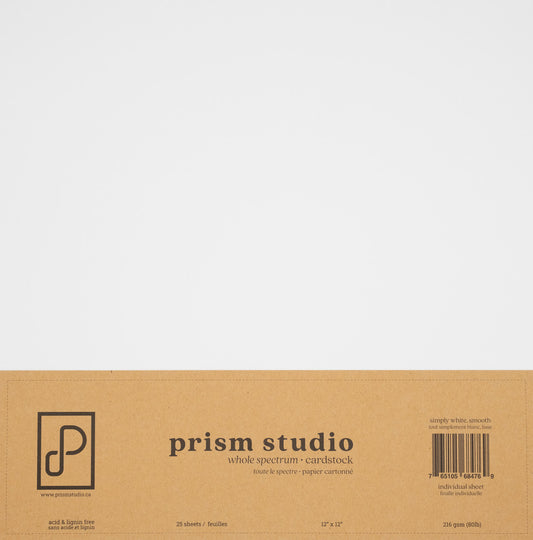 Prism 12X12 Smooth Cardstock, 80lb - Simply White (25 Sheets)