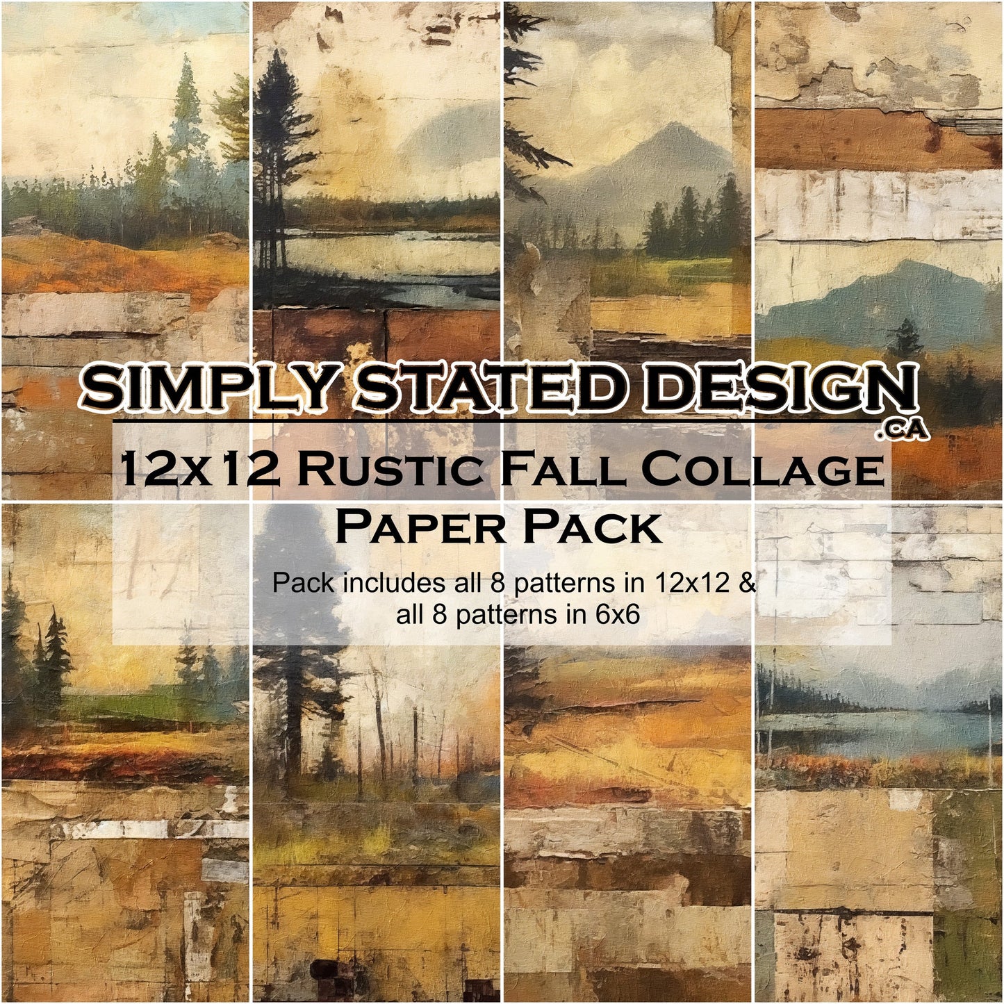 Simply Stated Design 12x12 Rustic Fall Collage Paper Pack