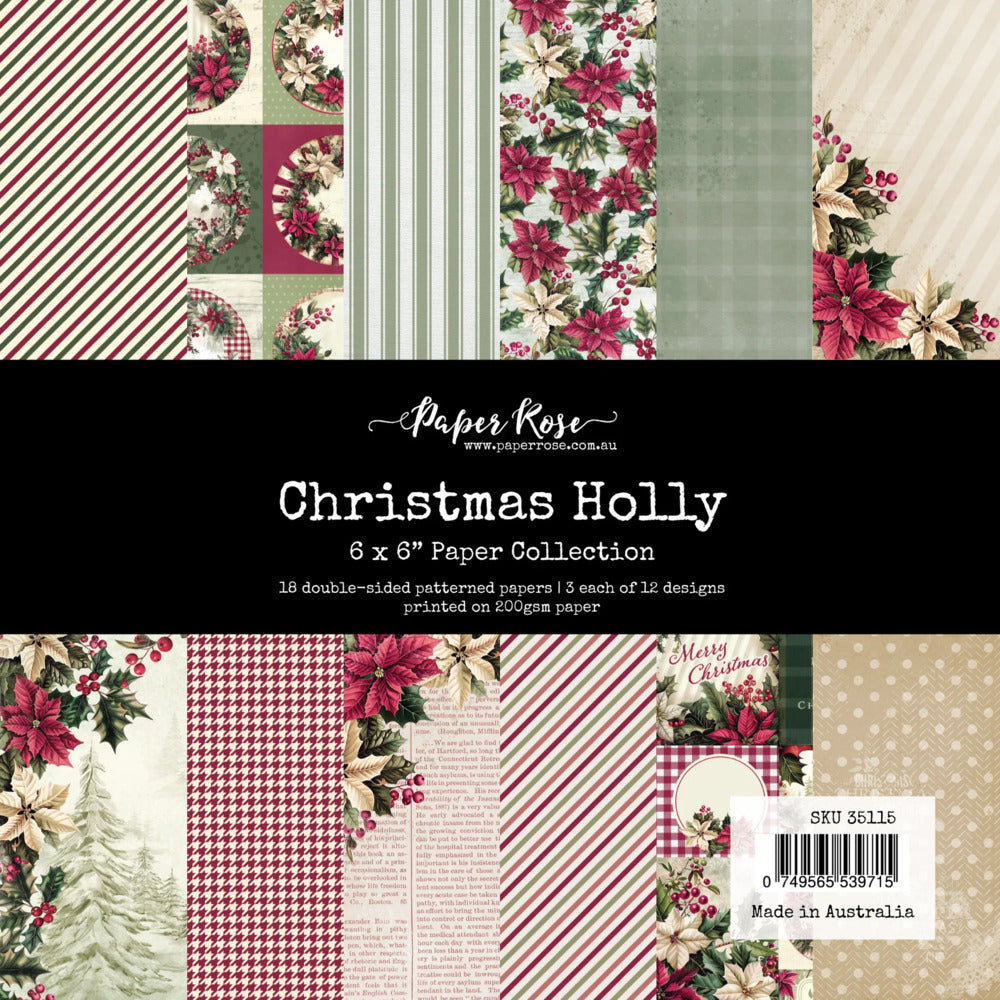 Paper Rose 6X6 Paper Collection, Christmas Holly