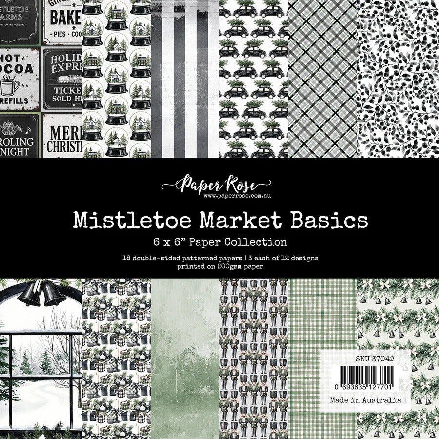 Paper Rose Mistletoe Market Basics 6x6 Paper Collection