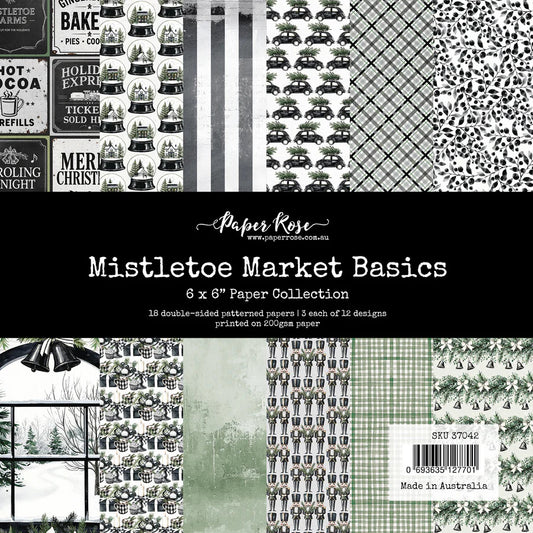 Paper Rose Mistletoe Market Basics 6x6 Paper Collection