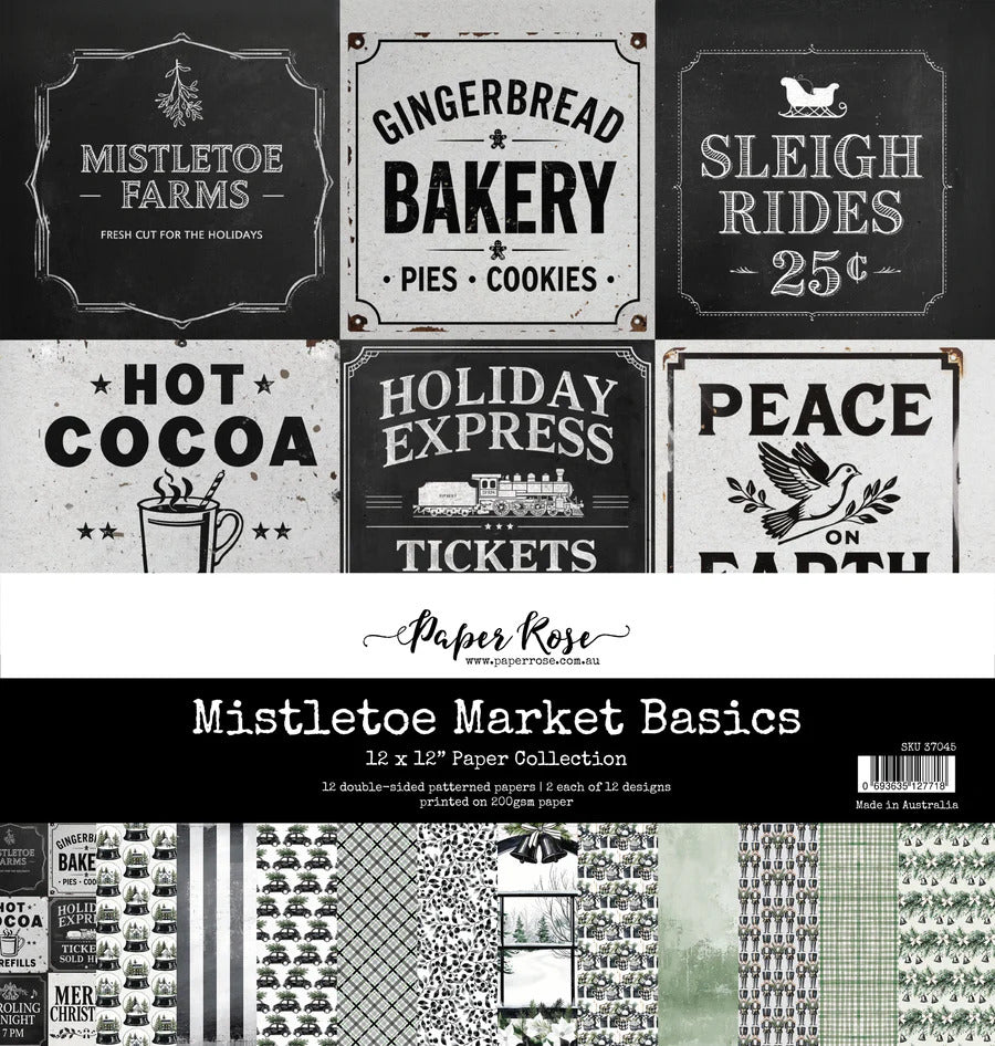 Paper Rose Mistletoe Market Basics 12x12 Paper Collection