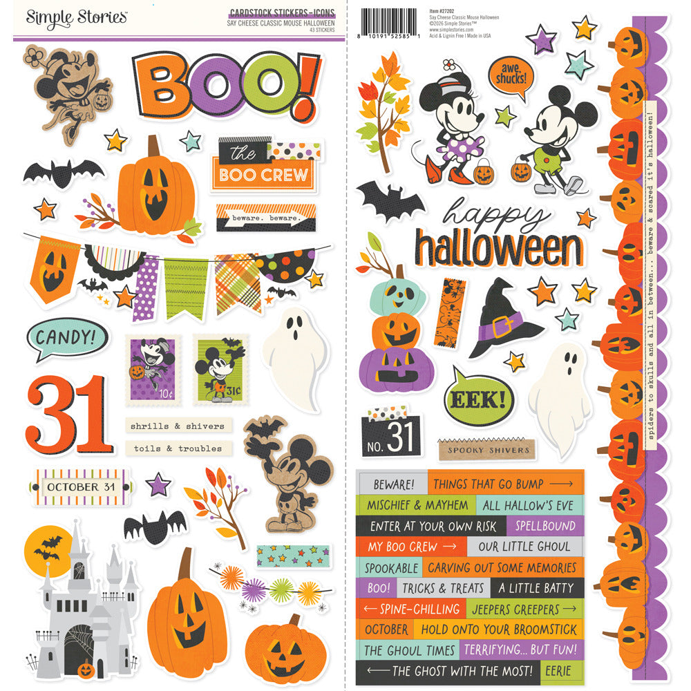 Simple Stories Cardstock Sticker - Icons, Say Cheese Classic Mouse Halloween