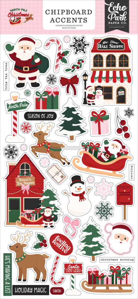 Echo Park Chipboard Accents, North Pole Christmas