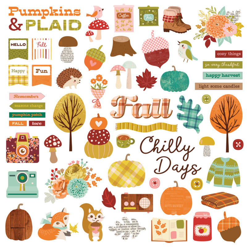 Simple Stories Chipboard Pieces, Pumpkin & Plaid