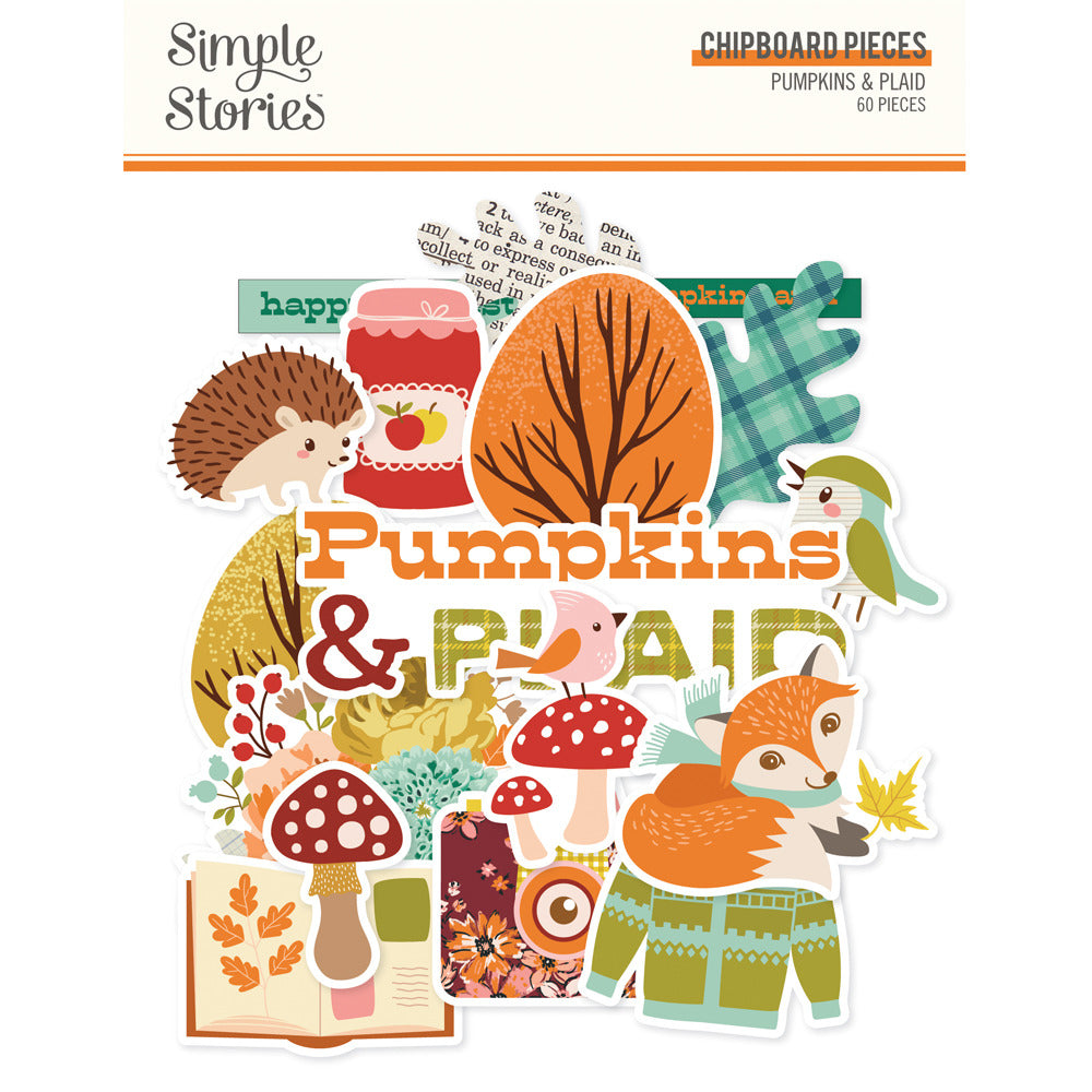 Simple Stories Chipboard Pieces, Pumpkin & Plaid
