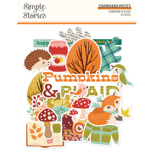 Simple Stories Chipboard Pieces, Pumpkin & Plaid