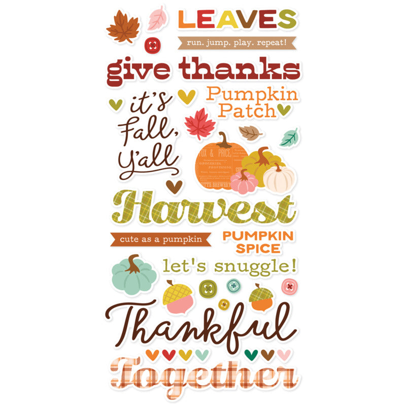 Simple Stories Foam Stickers, Pumpkin & Plaid