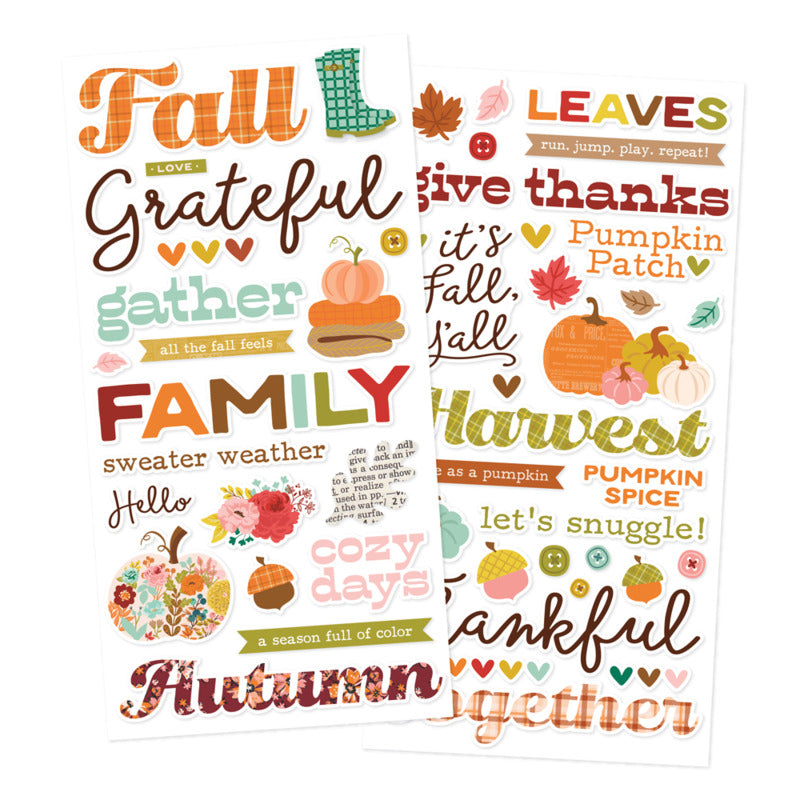 Simple Stories Foam Stickers, Pumpkin & Plaid