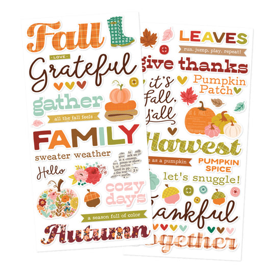 Simple Stories Foam Stickers, Pumpkin & Plaid