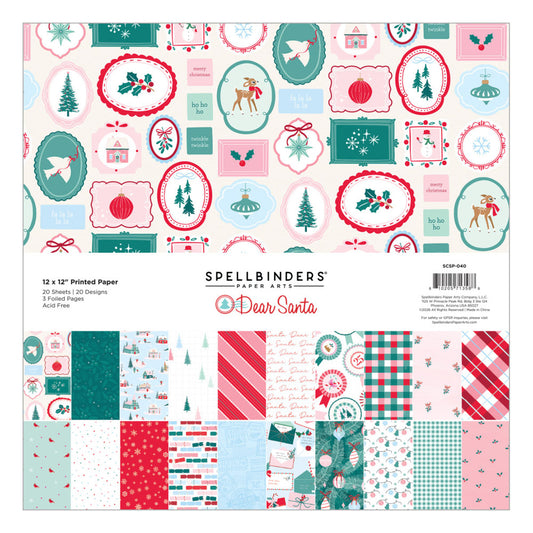 Spellbinders 12X12 Paper Pack, Dear Santa
