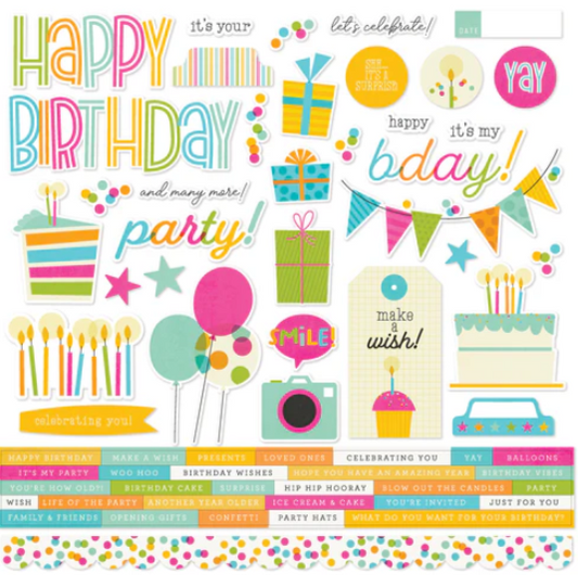 Simple Stories Birthday 12x12 Cardstock Sticker