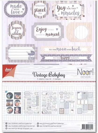 Joy! Crafts A4 Cutting Sheets Vintage Baby Boy (5 Sheets)