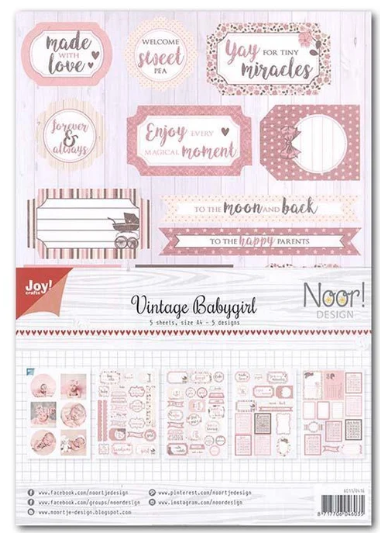Joy! Crafts A4 Cutting Sheets Vintage Baby Girl (5 Sheets)
