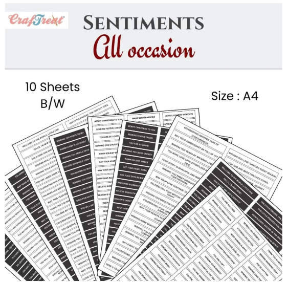 CrafTreat Sentiment Sheets - All Occasions 10 designs