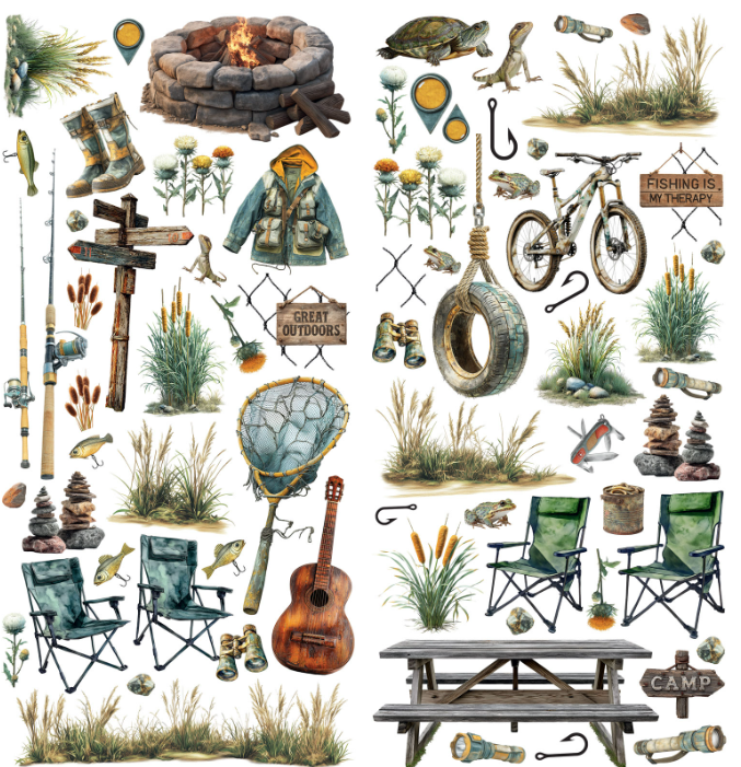 49 & Market Campfire Memories Laser Cuts Fishing Elements