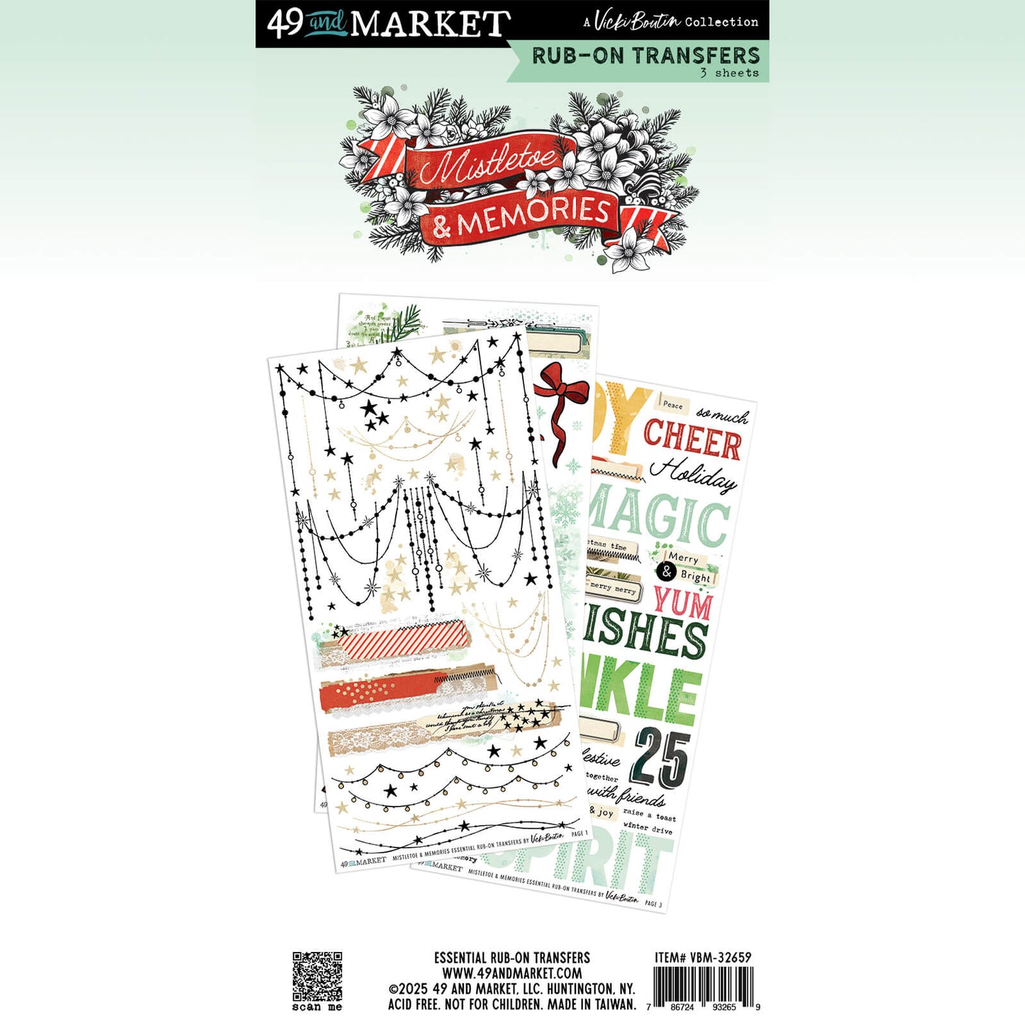 Mistletoe & Memories Rub On Transfers
