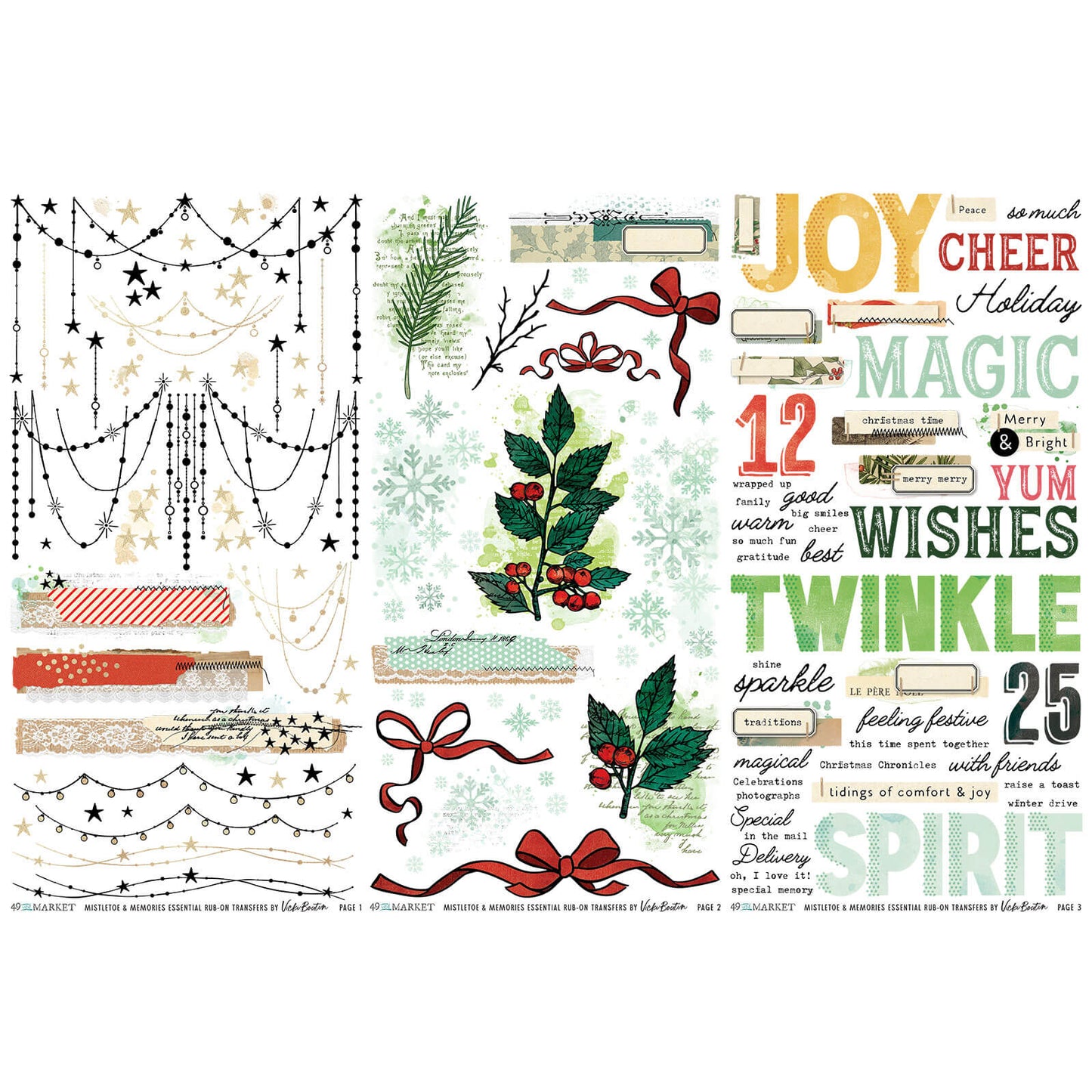 Mistletoe & Memories Rub On Transfers